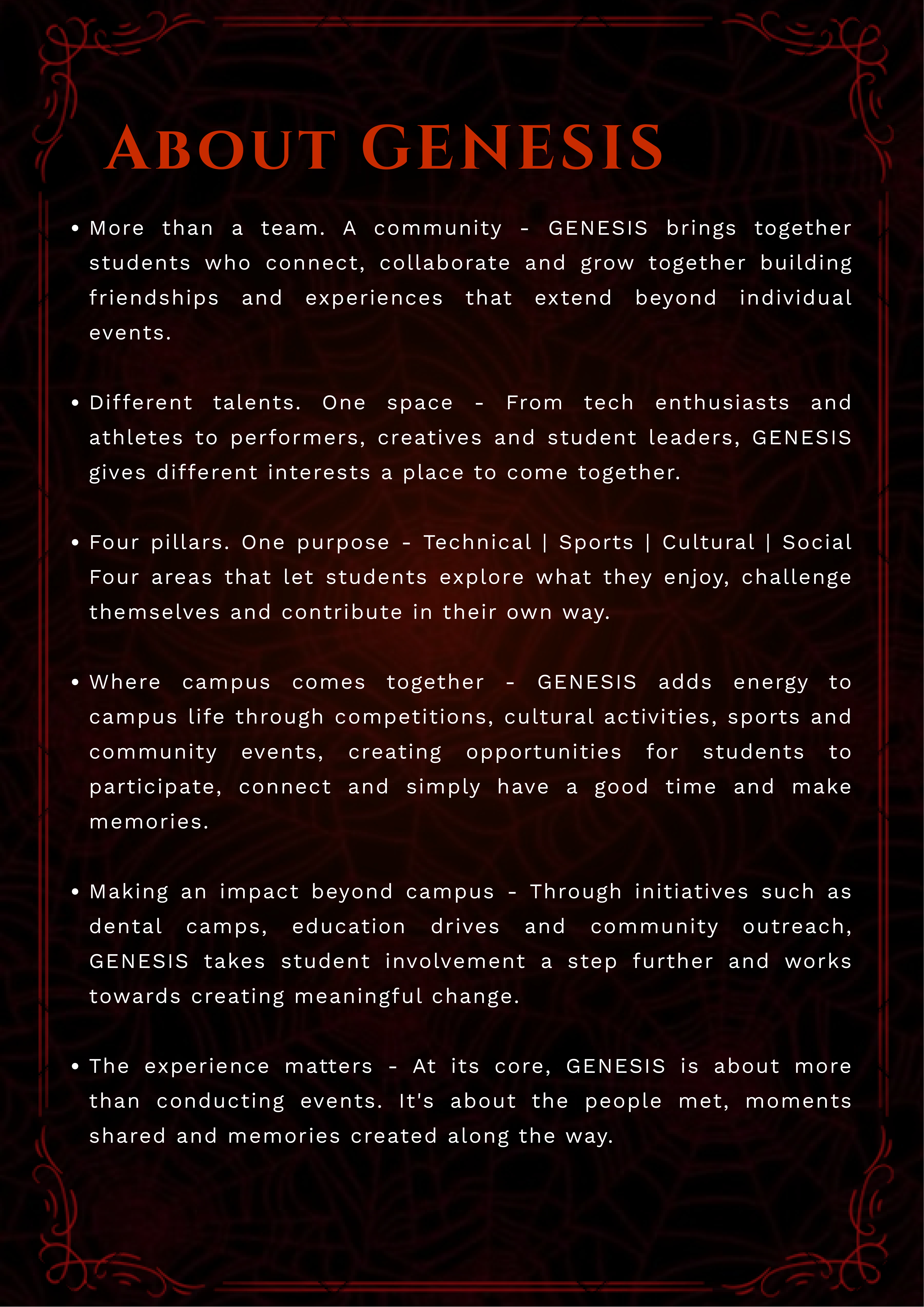 Genesis community page from Hackman X brochure